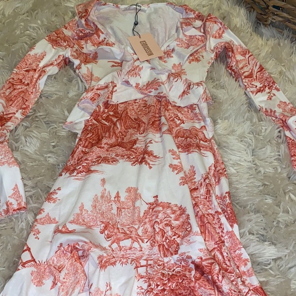 NWT misguided frill tea party dress pink porcelain print - Picture 3 of 4